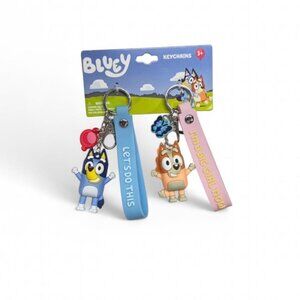 Bluey Bingo Keychain Set Blue Pink 3D Figures New